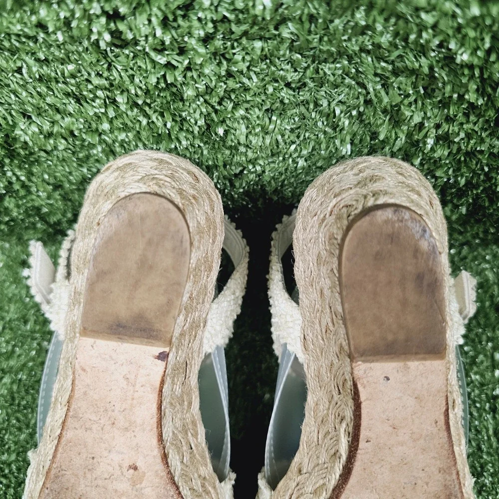 Stuart Weitzman Beige Espadrille Wedge Platform Sandals Womens Size 5 M